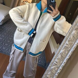 NWT Rag & Bone Blue & White leo Varsity Jacket